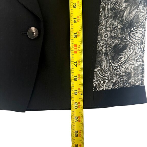 Helmut Lang Black Wool Silk Lightweight Blazer Sheer Floral Sleeves Size 4 - Picture 13 of 13